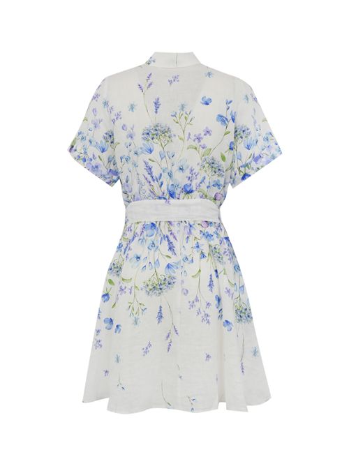 Abito Joseline in lino con stampa floreale Bianco/Blu Mc2 Saint Barth | JOSELINE05784H LINEN FLOWER